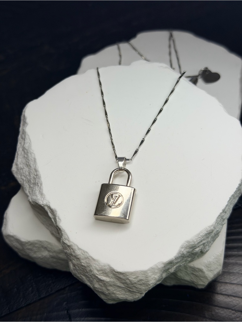Luxury Silver Padlock Pendant Necklace - Silver